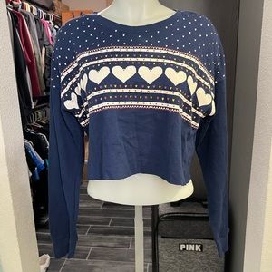 NWT Forever 21 Heart Cropped Long Sleeve Top